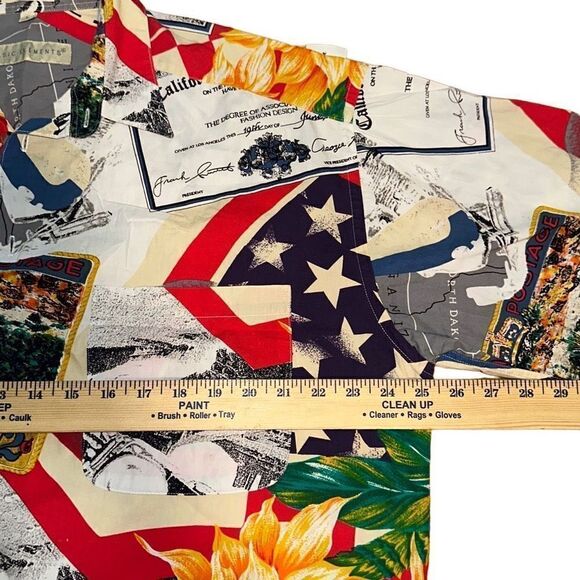 California Design Institute wild USA COMPILATION sz L/XL button up aloha shirt - Picture 2 of 8